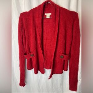 Red Open Front Cardigan